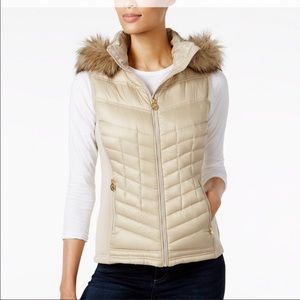 Michael Kors Down Vest w/Removable Faux Fur Hood